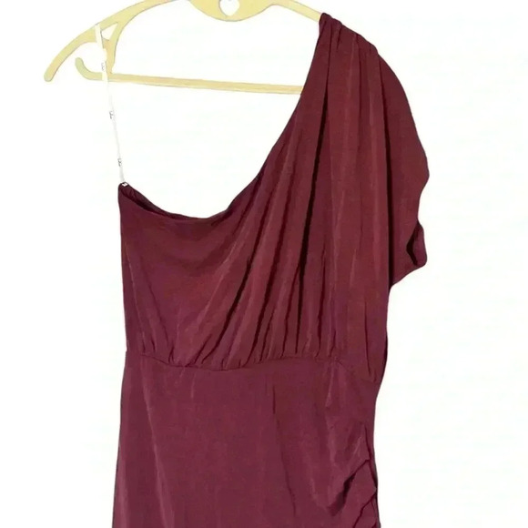 Lulu's Red Asymmetrical Ruched Maxi Gown - Picture 3 of 6